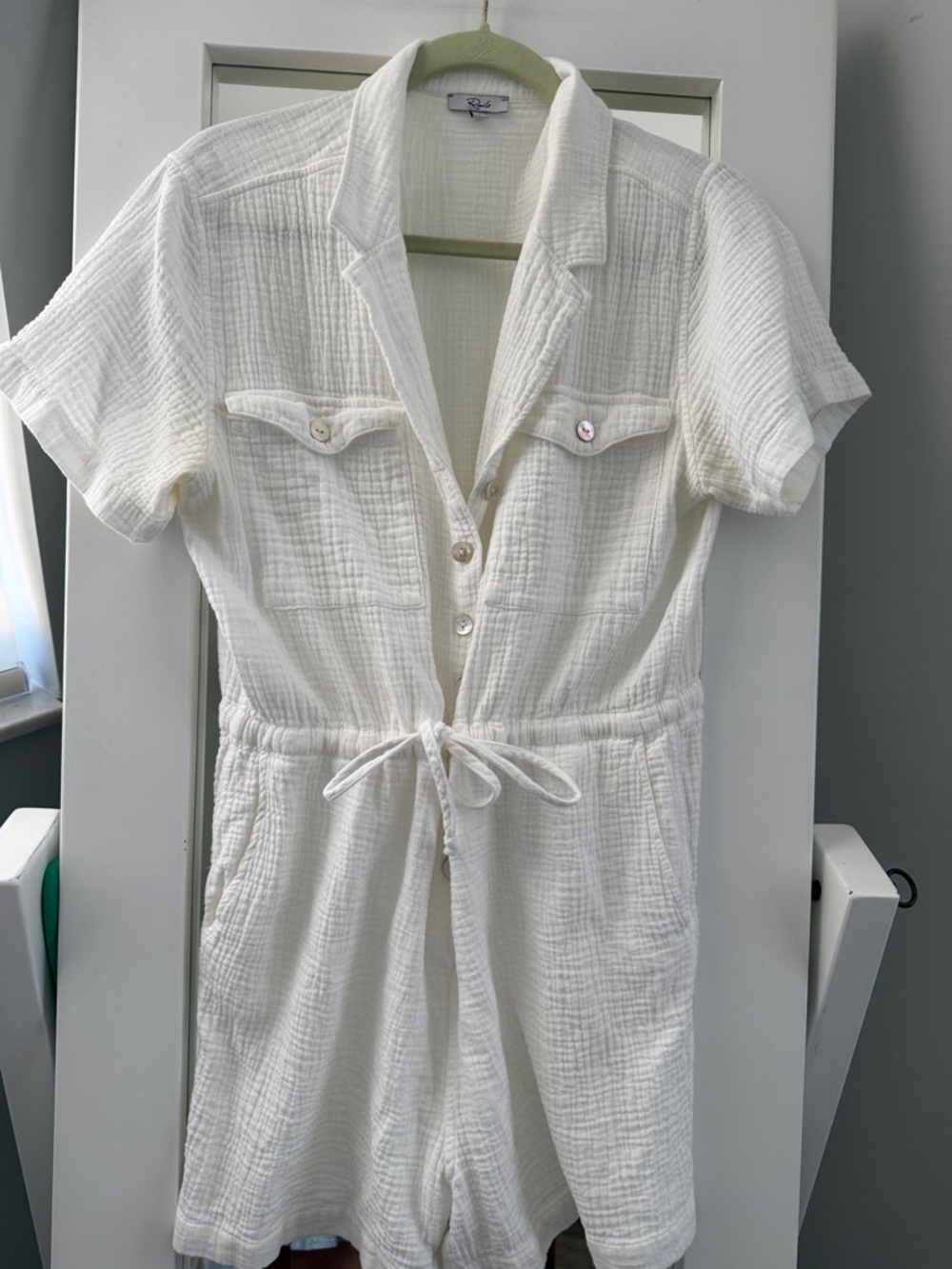 Rails White Textured Short Sleeve Romper